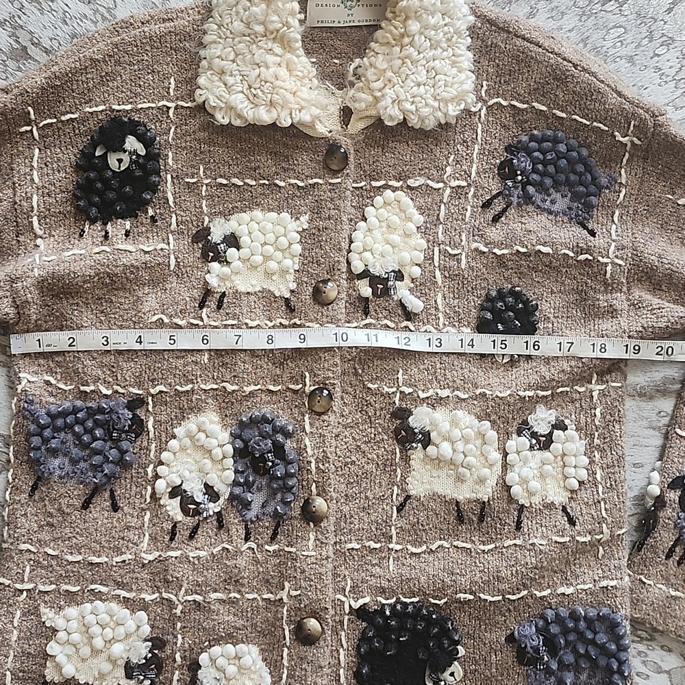 Vintage Design Options by Philip & Jane Gordon Sheep Cardigan SzM - Picture 5 of 8